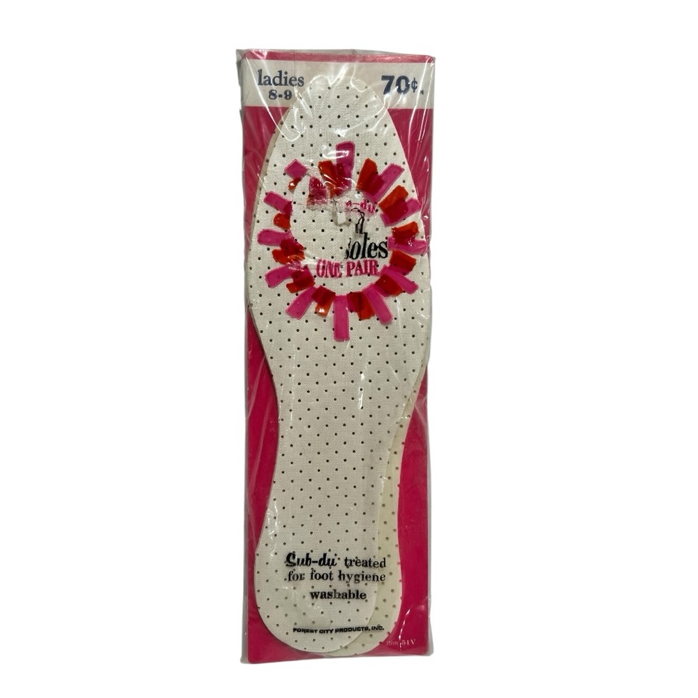Vintage Ladies Size 8-9 White and Pink Insoles Sub-Du NEW
